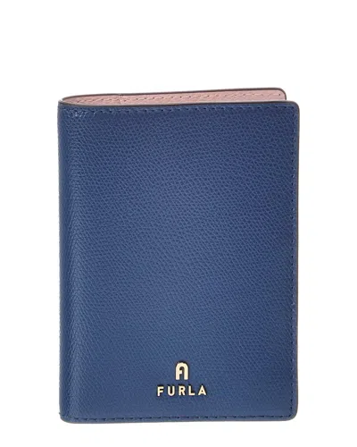 Furla Camelia Leather Passport Holder In Blue