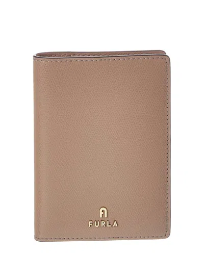 Furla Camelia Leather Passport Holder In Grey