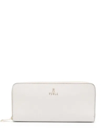 Furla Camelia Logo-lettering Leather Wallet In White