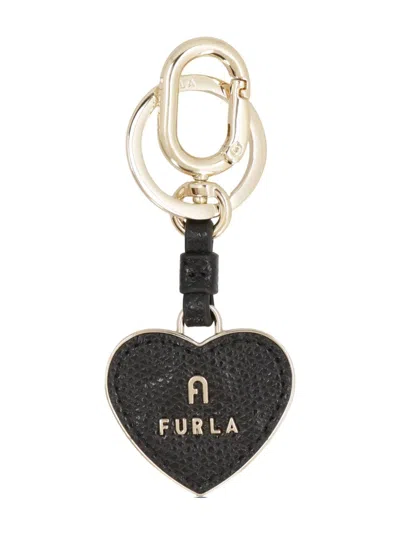 Furla Camelia Logo-plaque Keyring In Gold