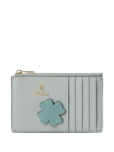 Furla Camelia Medium Flower-patch Card Case In Blue