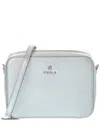 Furla Camelia Mini Leather Camera Case In Silver