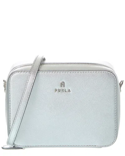 Furla Camelia Mini Leather Camera Case In Silver