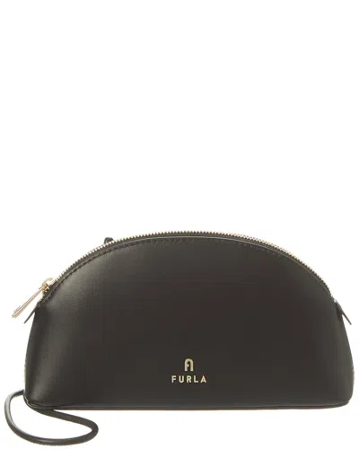 Furla Camelia Mini Leather Half Moon Crossbody In Black