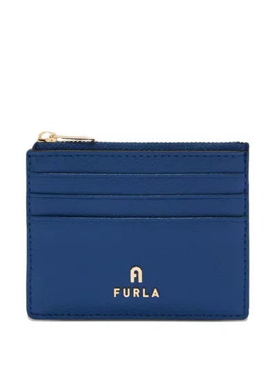 Furla Camelia Textured Card Case In Blue