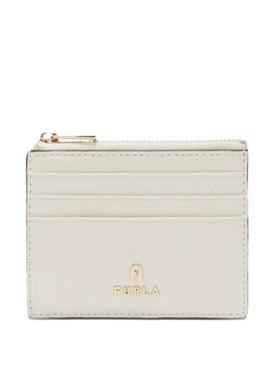 Furla Camelia Textured Logo Wallet In White