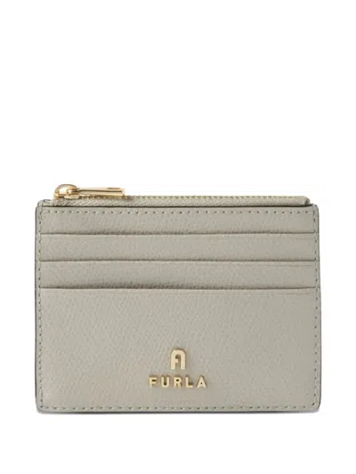 Furla Camelia Textured-leather Card Holder In Green
