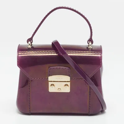Pre-owned Furla Candy Bon Bon Mini Purple Rubber Top Handle Bag
