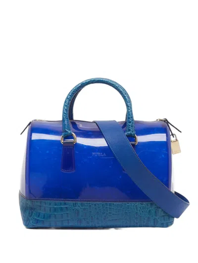 Pre-owned Furla Candy Croc-embossed Tote Bag In Blue