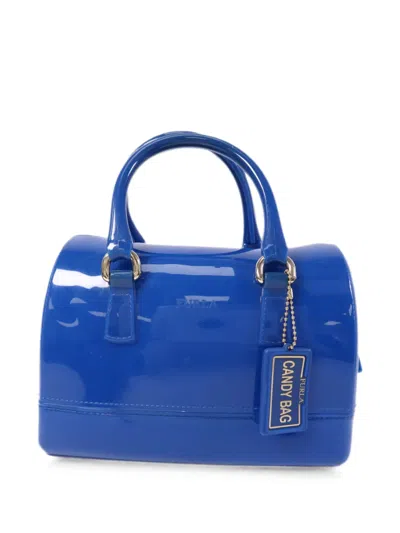 Pre-owned Furla Candy Logo-patch Tote Bag In Blue