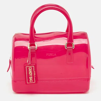 Pre-owned Furla Candy Mini Rubber Satchel In Pink