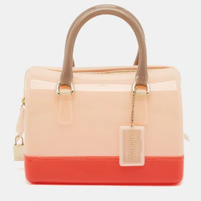 Pre-owned Furla Candy Mini Tricolor Rubber Satchel In Multi