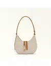 Furla Canvas And Leather Drop S Crossbody Bag Natural Color