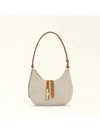 Furla Canvas And Leather Drop S Crossbody Bag Natural Color