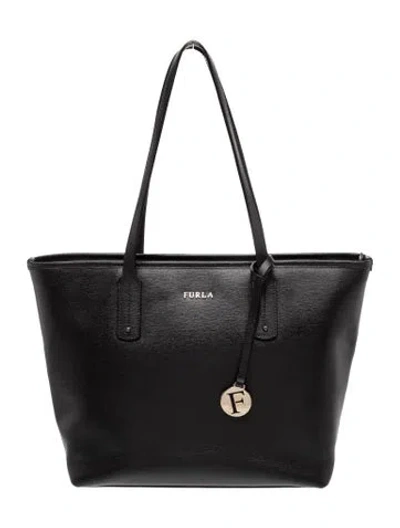 Pre-owned Furla Canvas Shoulder Bag In Black