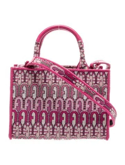 Pre-owned Furla Canvas Top Handle Bag In Pink