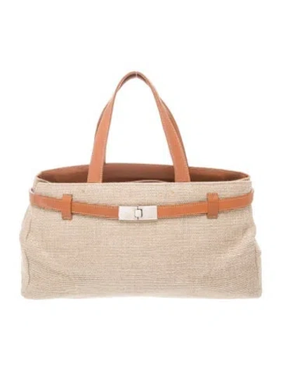 Pre-owned Furla Canvas Top Handle Bag Vintage In Neutrals