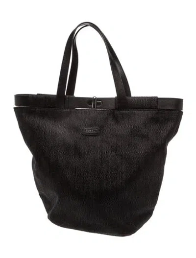 Pre-owned Furla Canvas Tote In Black