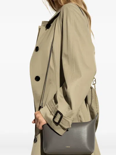Furla Chain Logo Tote Bag In Gray