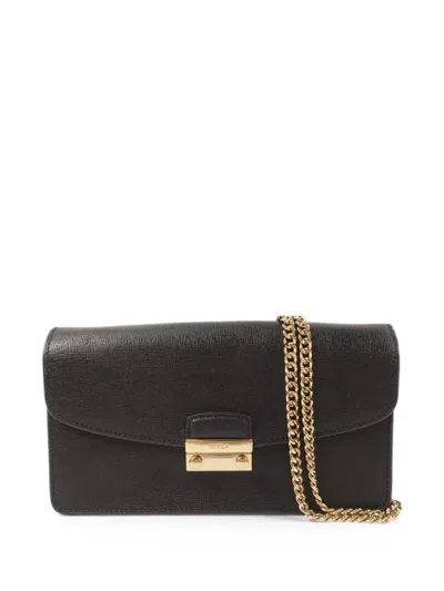 Pre-owned Furla Chain-link Shoulder Bag In Black