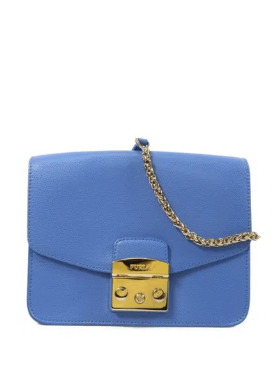 Pre-owned Furla Chain-link Shoulder Bag In Blue