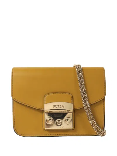 Pre-owned Furla Chain-link Shoulder Bag In Yellow