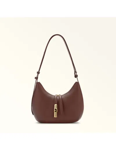 Furla Chocolate Drop S Leather Shoulder Bag In Brown