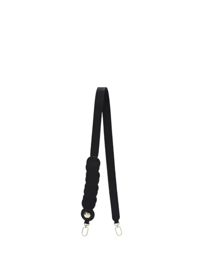 Furla Circle-appliqué Leather Shoulder Strap In Black
