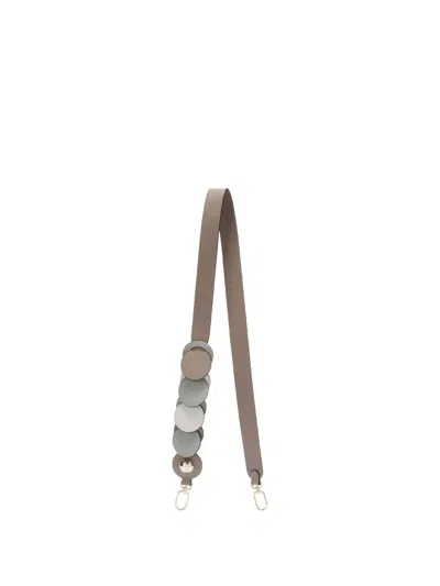 Furla Circle-appliqué Leather Shoulder Strap In Gray