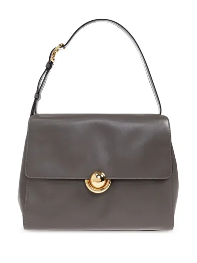 Furla Circular-detail Leather Tote Bag In Gray