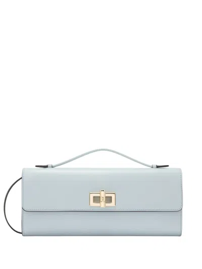 Furla Clara Leather Clutch Bag In Blue