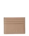 Furla Classic Leather Card Case In Brown
