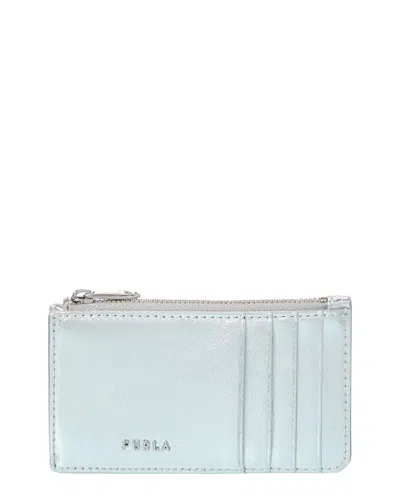 Furla Classic Leather Card Case In Silver