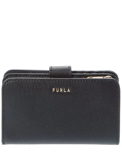 Furla Classic Medium Compact Leather Wallet In Black