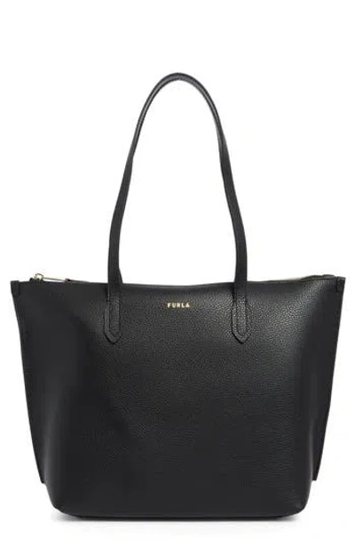 Furla Classic Medium Leather Tote In Black