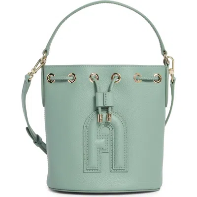 Furla Clio Mini Drawstring Bucket Bag In Green