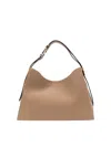Furla Light Brown Textured Leather Shoulder Bag In Brown