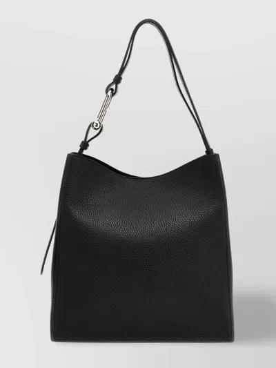 Furla Cloud Leather Shoulder Bag With Adjustable Strap In Black