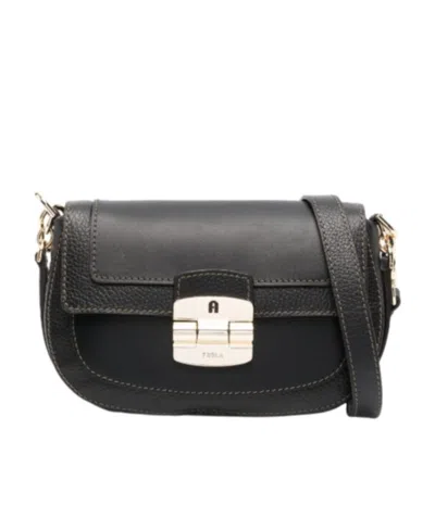 Furla Club 2 Leather Crossbody Bag In Black