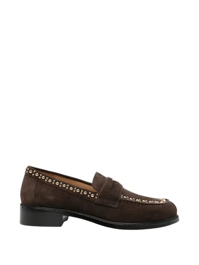 Furla College Leather Loafers In Brown