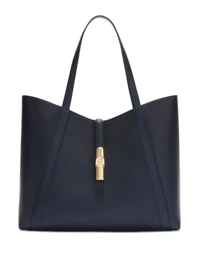 FURLA FURLA " GOCCIA" NIGHT CALF LEATHER LARGE TOTE BAG