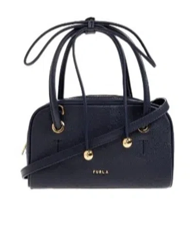 Furla Poppy Leather Mini Bag In Blue