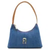 Furla Blue Cotton Shoulder Bag In Blue