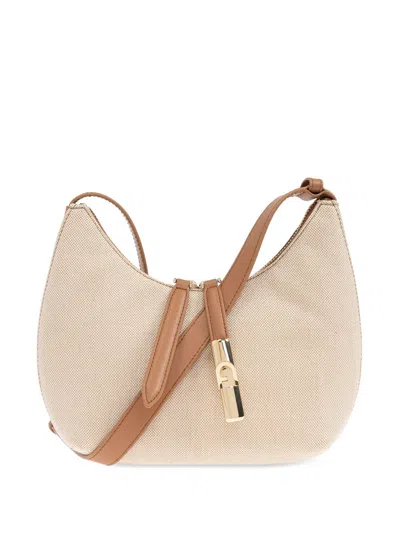 Furla Cotton Shoulder Bag In Neutrals