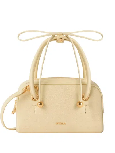 Furla Cream Beige Leather Bag In Purple