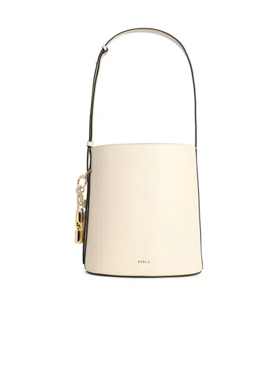 Furla Cream Lear 'roxie' Bucket Bag In Orange