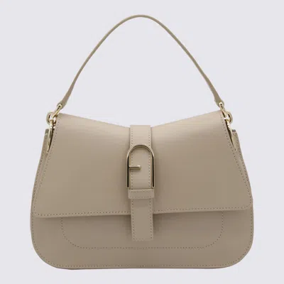 Furla Cream Leather Flow Bag In Agave