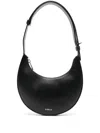 Furla Crescent Black Calf Leather Shoulder Bag In Black