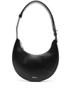 Furla Crescent Black Calf Leather Shoulder Bag In Black