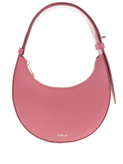 Furla Crescent Leather Tote Bag In Pink